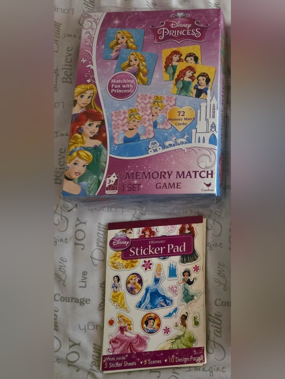 Disney Princess Memory Match Game & Sticker Pad - Pink, Blue, Yellow